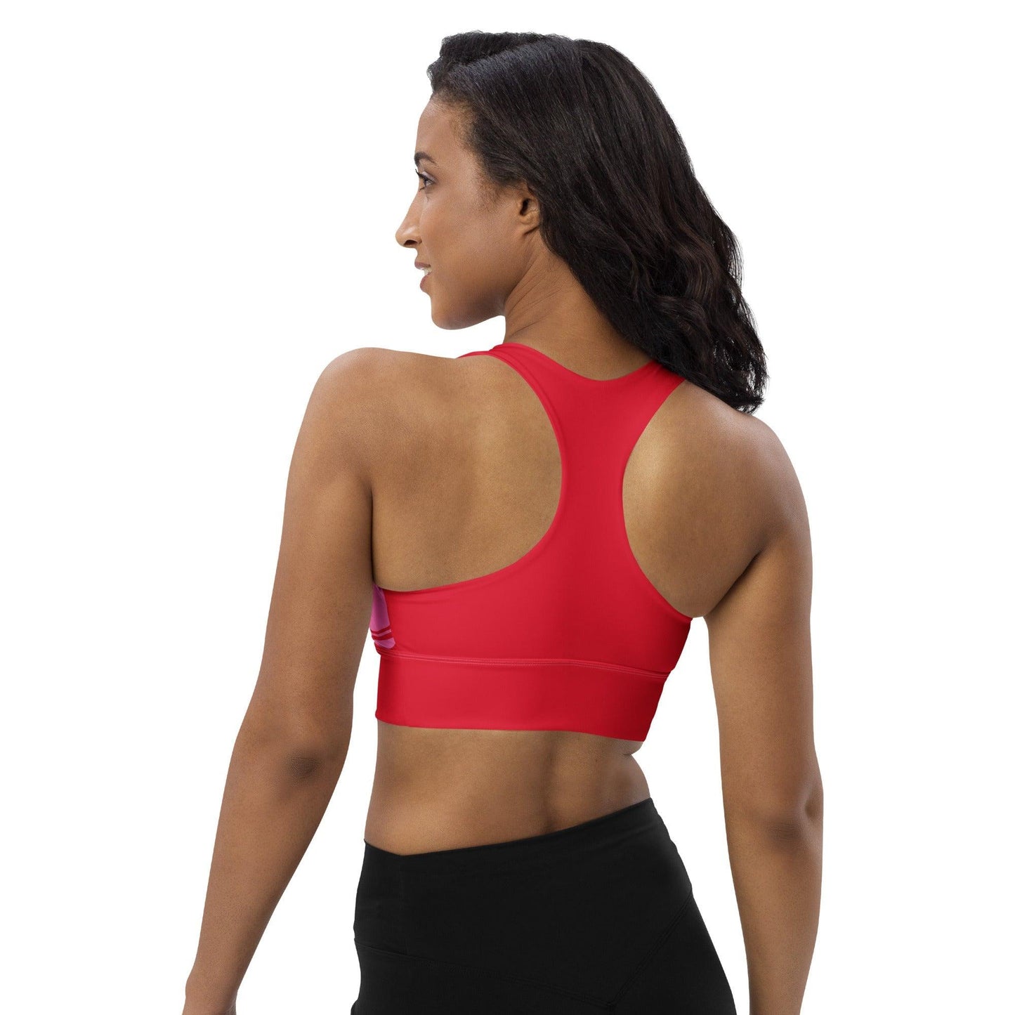 Sports bra - ENERGY WAVES red pink - Wavy stripe print