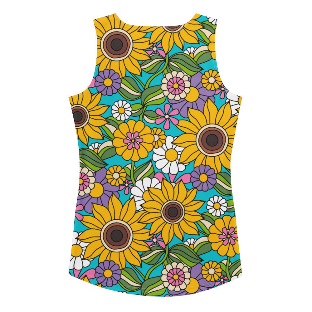 Tank top - SUNDANCE turquoise - Bold sunflower print