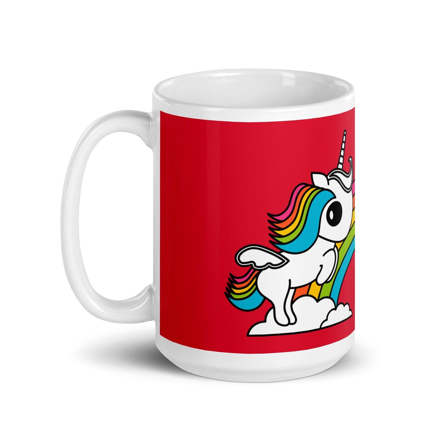 Mug - UNIQUE red - Unicorns and rainbows print