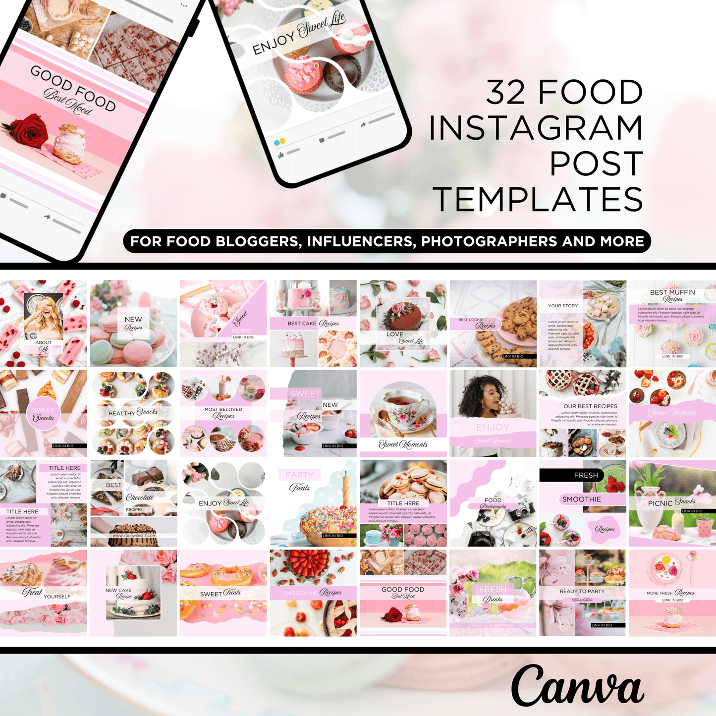 Canva Templates - Instagram Post Pink (food theme) | SHALMIAK