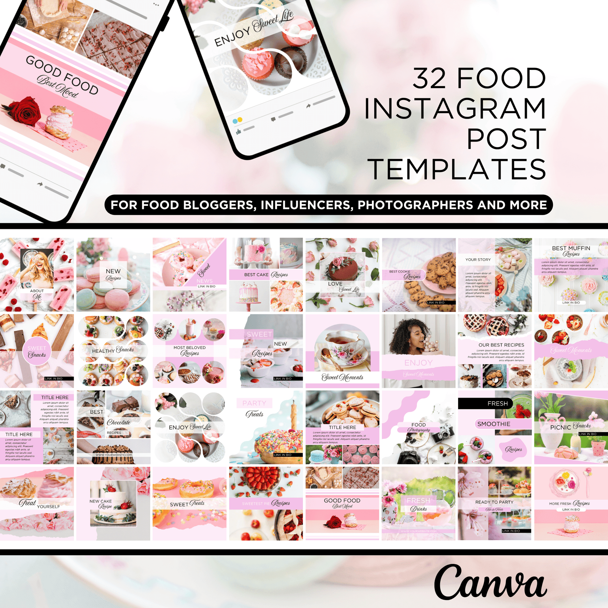 Canva Templates - Instagram Post Pink (food theme) | SHALMIAK