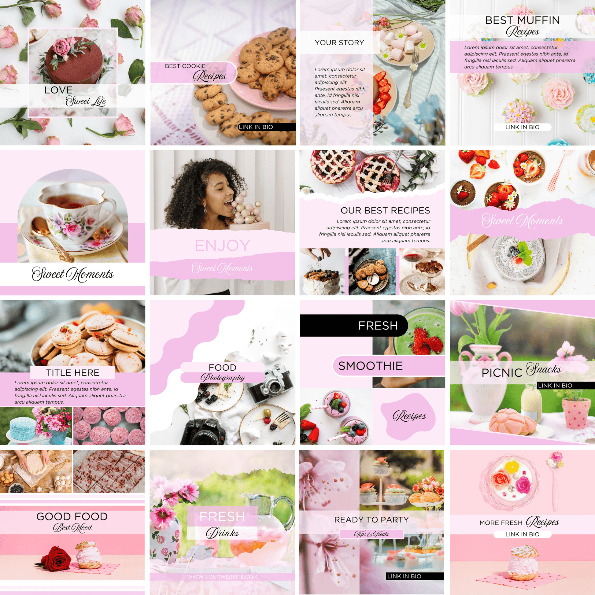 Canva Templates - Instagram Post Pink (food theme) | SHALMIAK