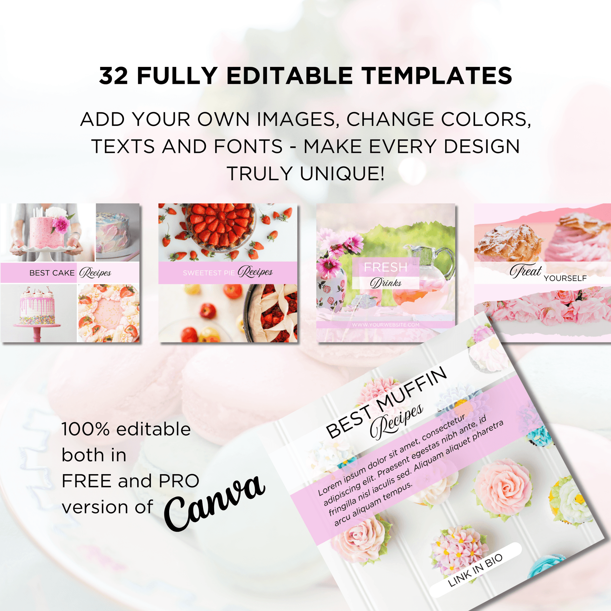 Canva Templates - Instagram Post Pink (food theme) | SHALMIAK