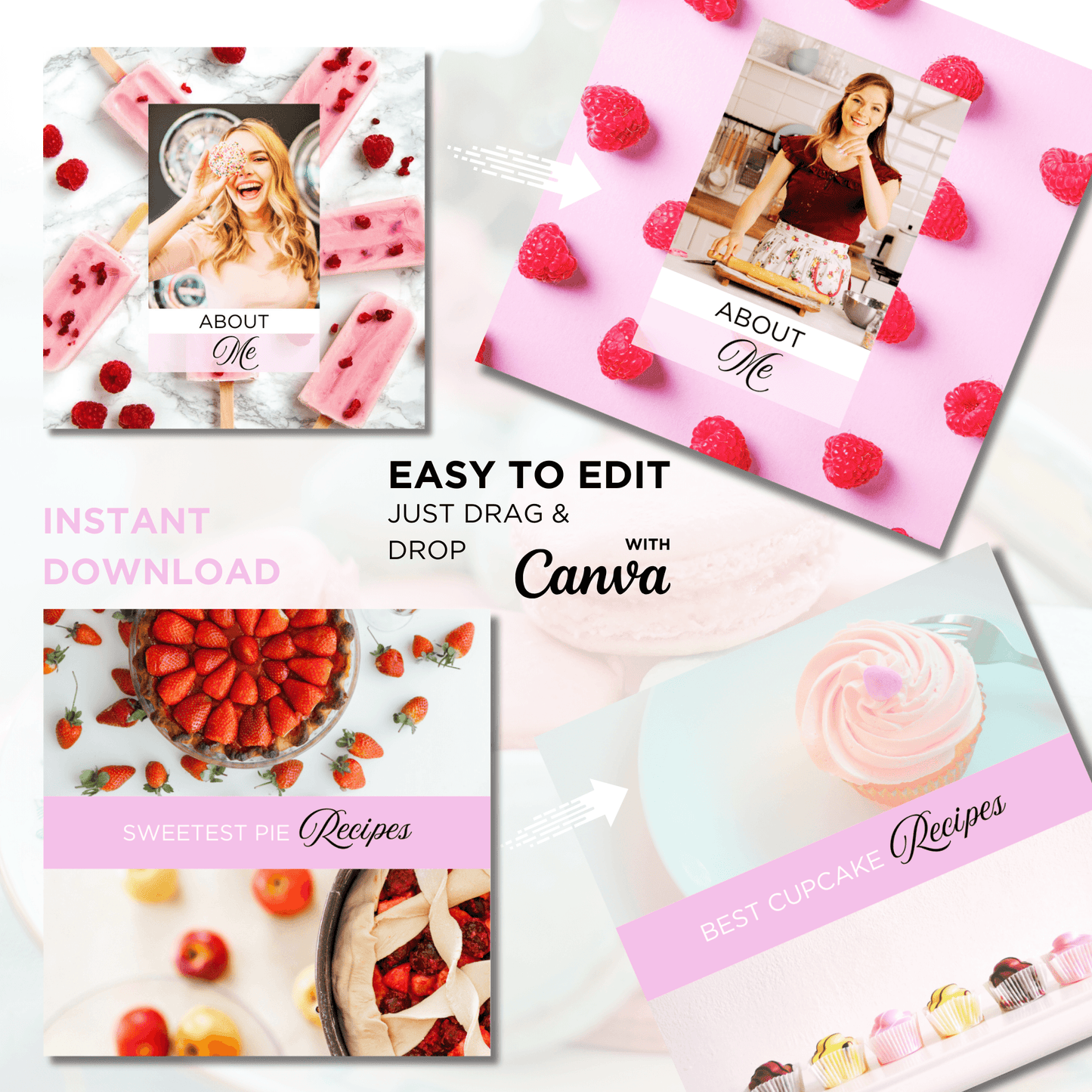 Canva Templates - Instagram Post Pink (food theme) | SHALMIAK