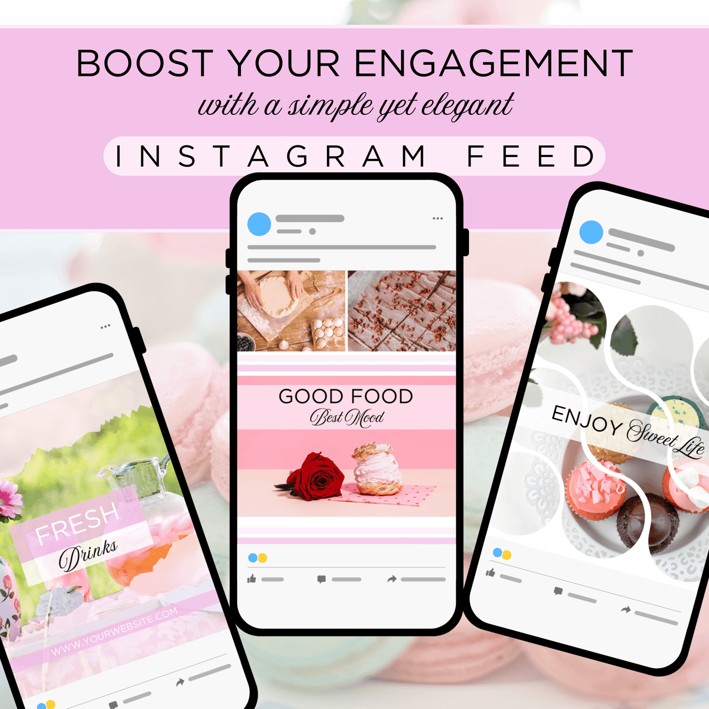 Canva Templates - Instagram Post Pink (food theme) | SHALMIAK