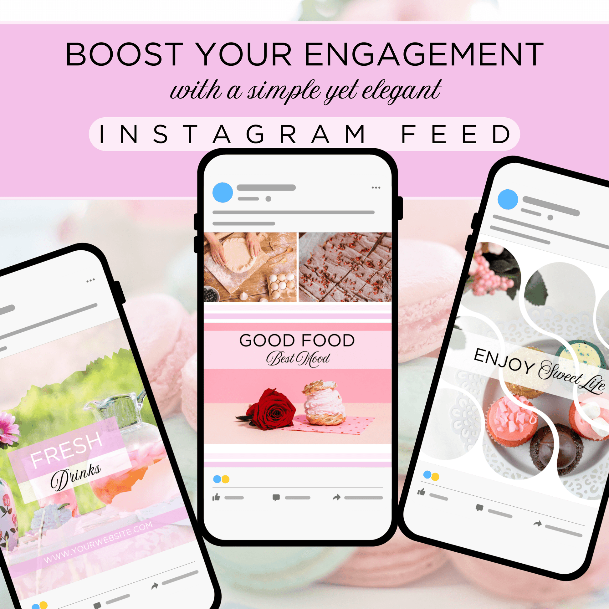 Canva Templates - Instagram Post Pink (food theme) | SHALMIAK