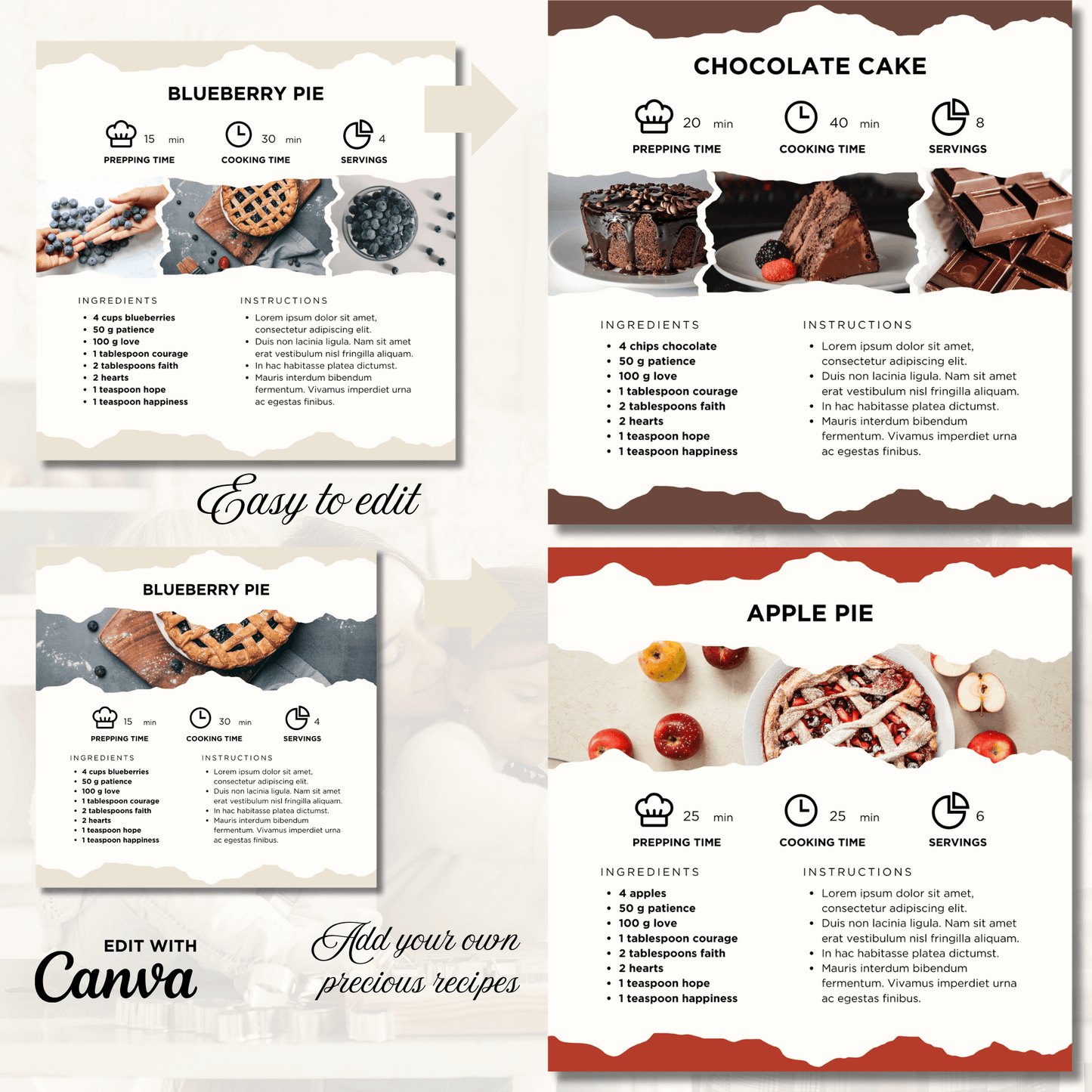 Canva Templates - Precious Family Recipes - Book | SHALMIAK