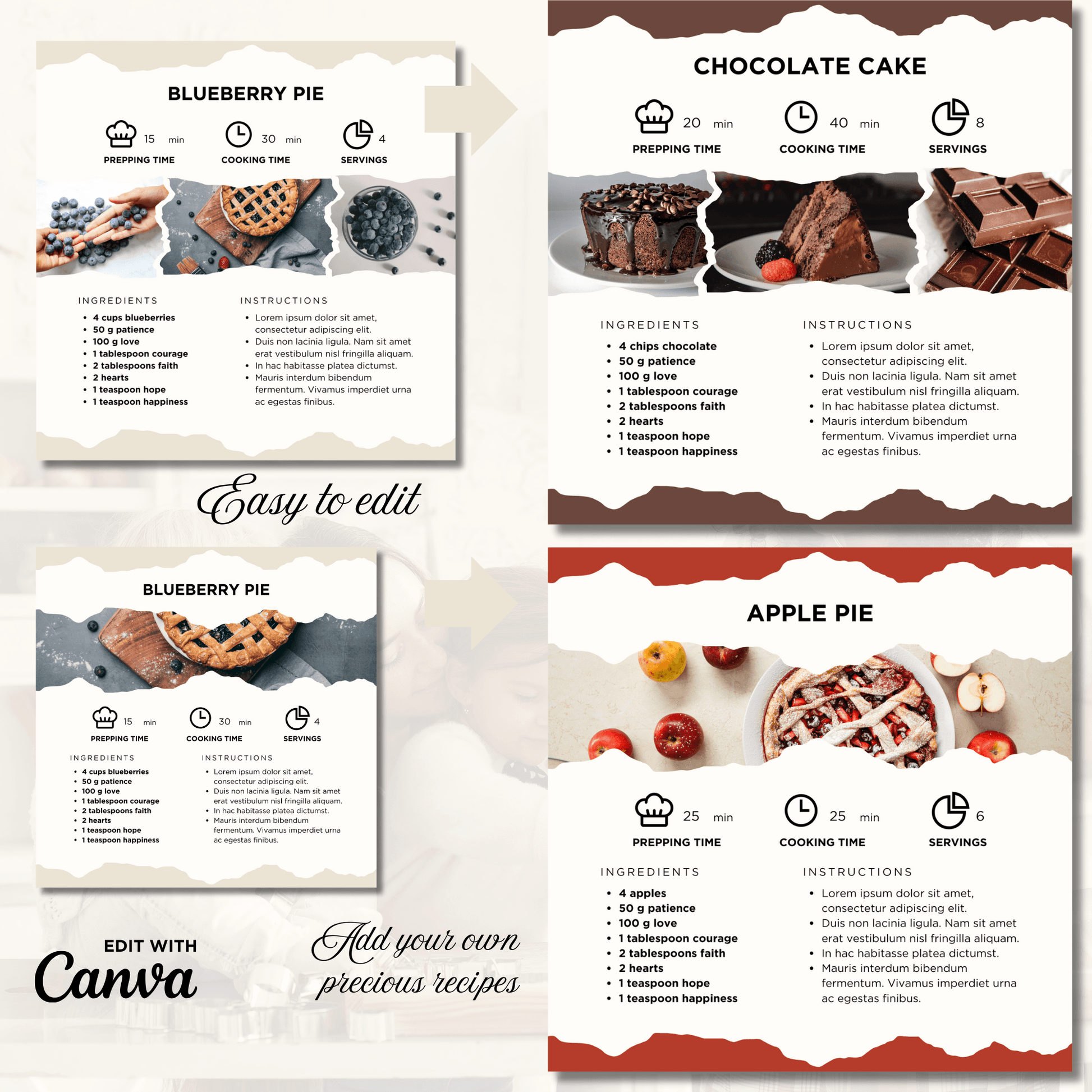 Canva Templates - Precious Family Recipes - Book | SHALMIAK