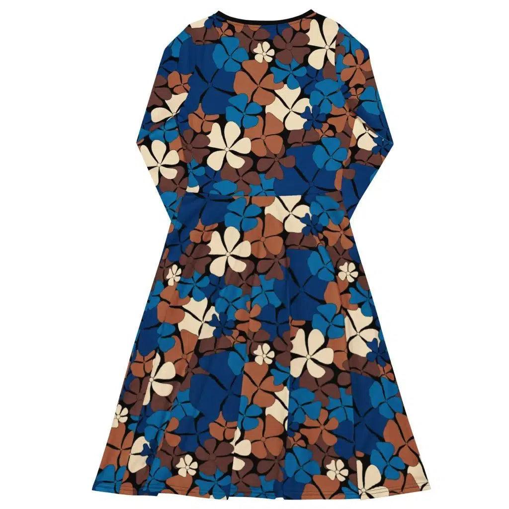 ADELIE blue brown - Midi Dress With Pockets | SHALMIAK
