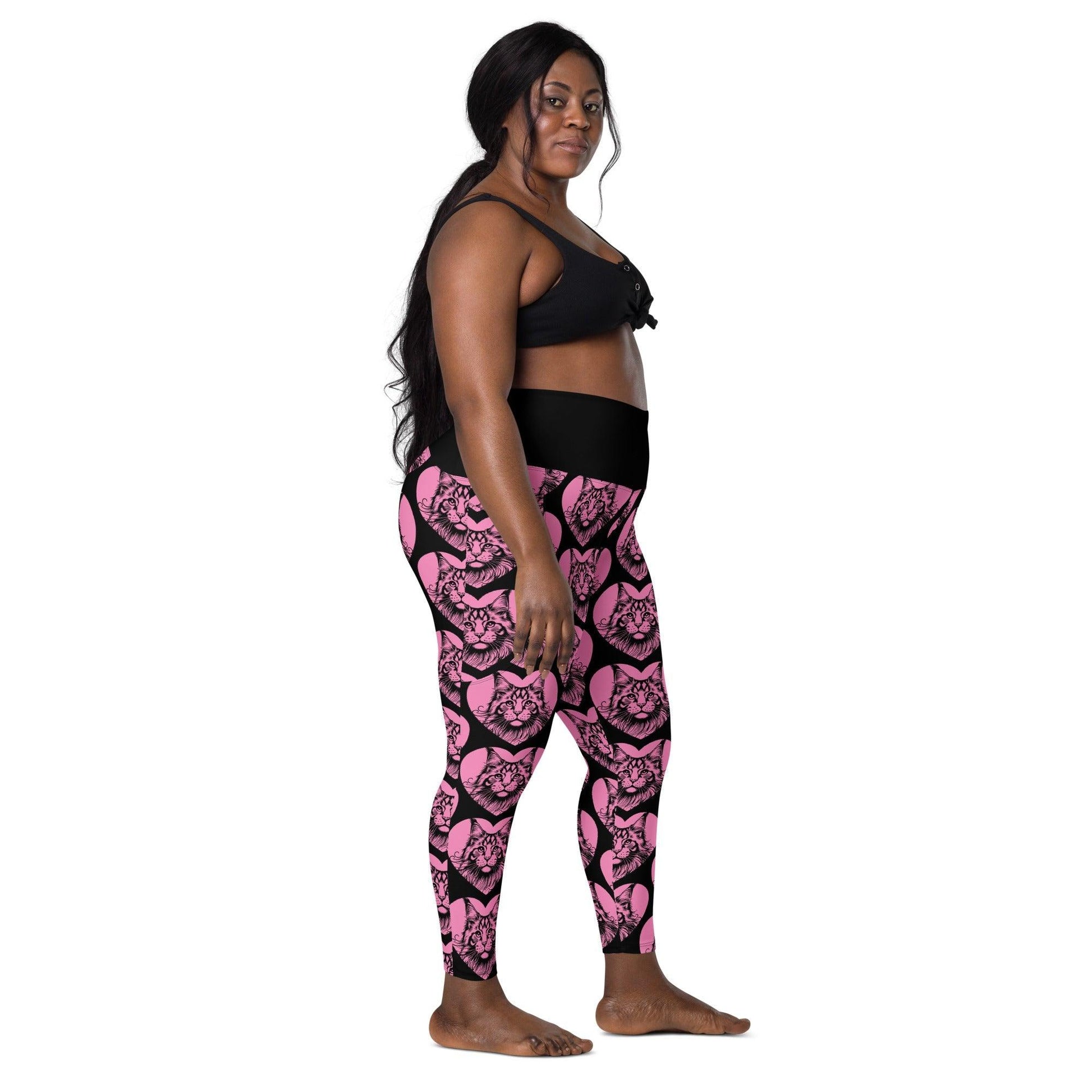 CAT BREED LEGGINGS with pockets - MAINE COON - HERTTAHOUND - pink | SHALMIAK