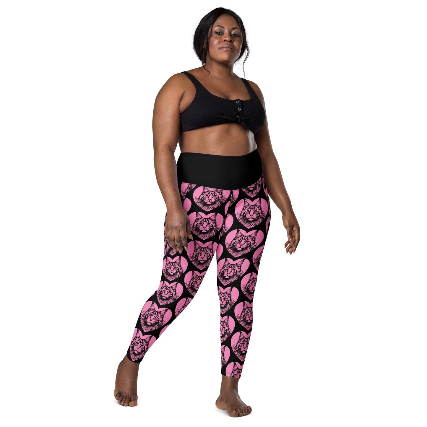 CAT BREED LEGGINGS with pockets - MAINE COON - HERTTAHOUND - pink | SHALMIAK