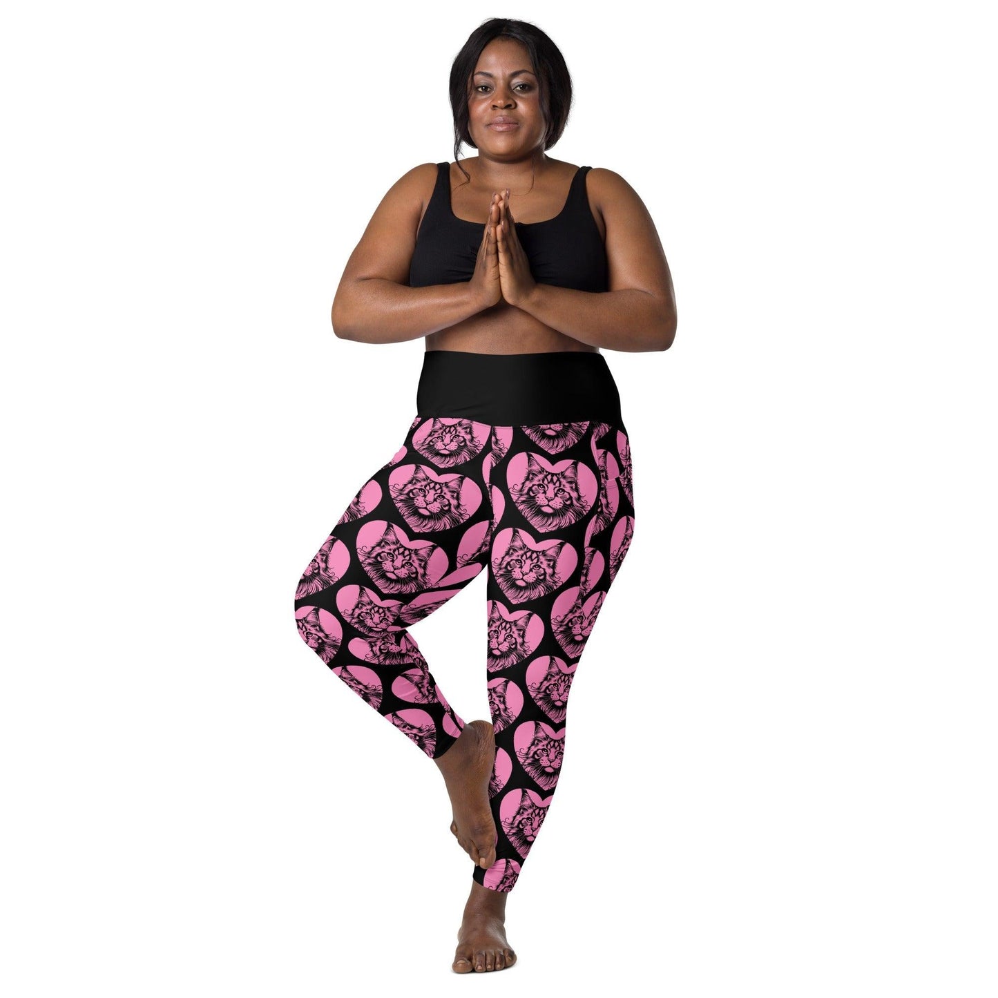 CAT BREED LEGGINGS with pockets - MAINE COON - HERTTAHOUND - pink | SHALMIAK
