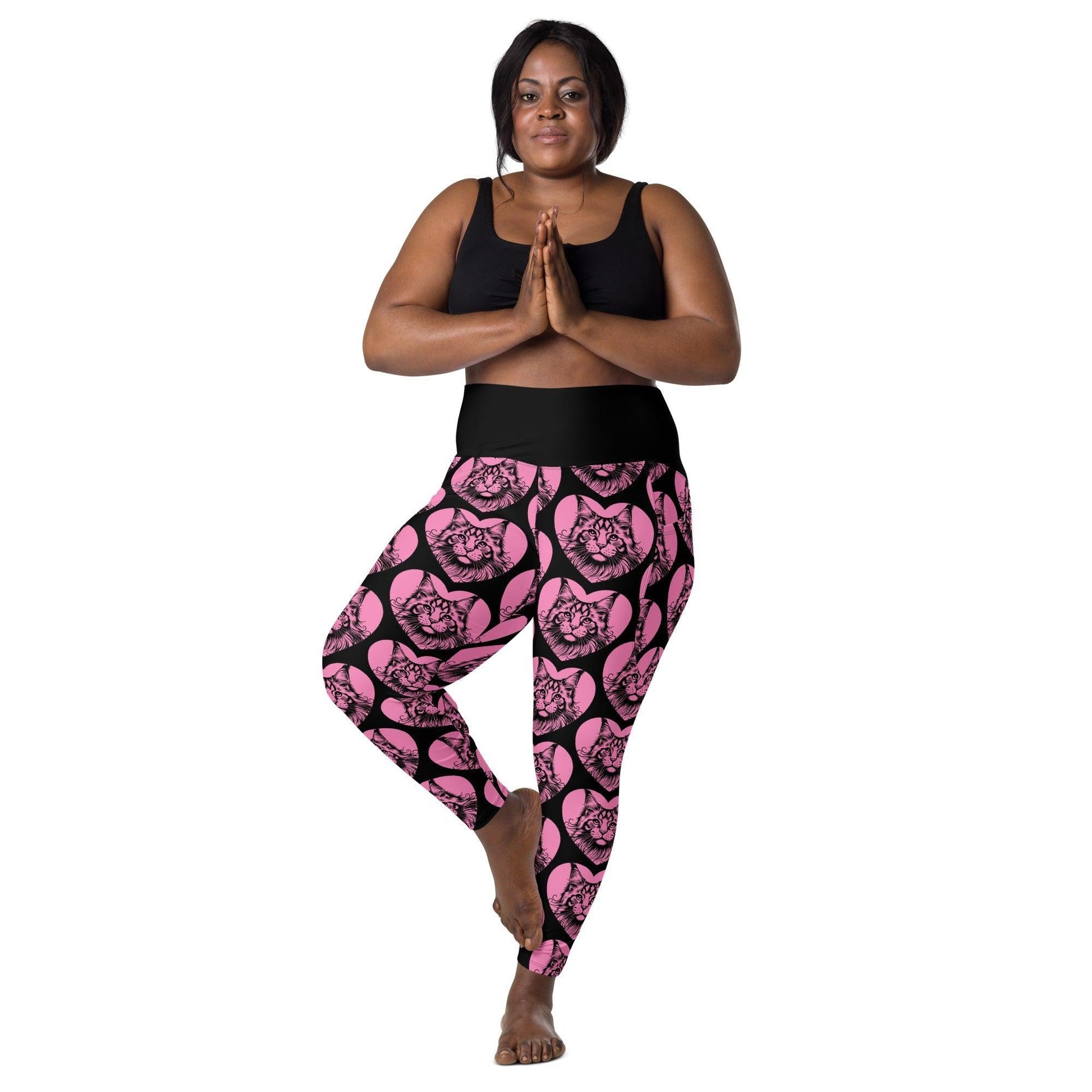 CAT BREED LEGGINGS with pockets - MAINE COON - HERTTAHOUND - pink | SHALMIAK