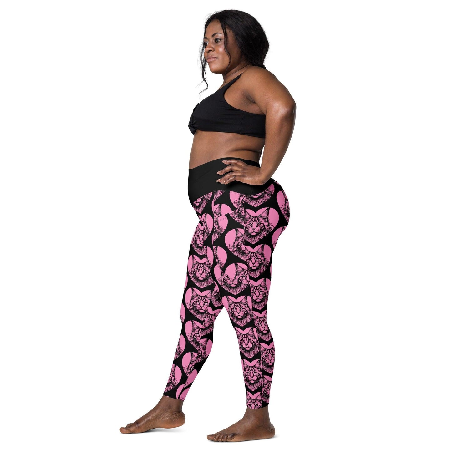 CAT BREED LEGGINGS with pockets - MAINE COON - HERTTAHOUND - pink | SHALMIAK
