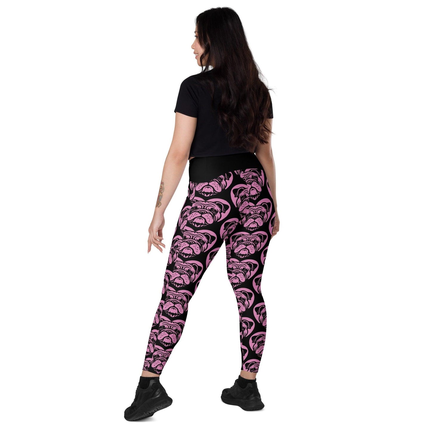 DOG BREED LEGGINGS with pockets - BULLDOG - HERTTAHOUND - pink