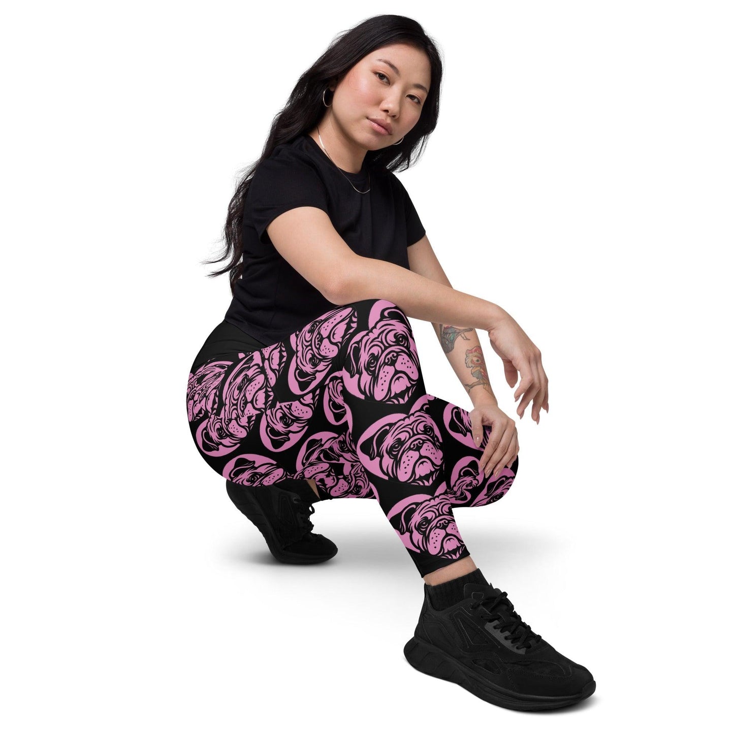 DOG BREED LEGGINGS with pockets - BULLDOG - HERTTAHOUND - pink