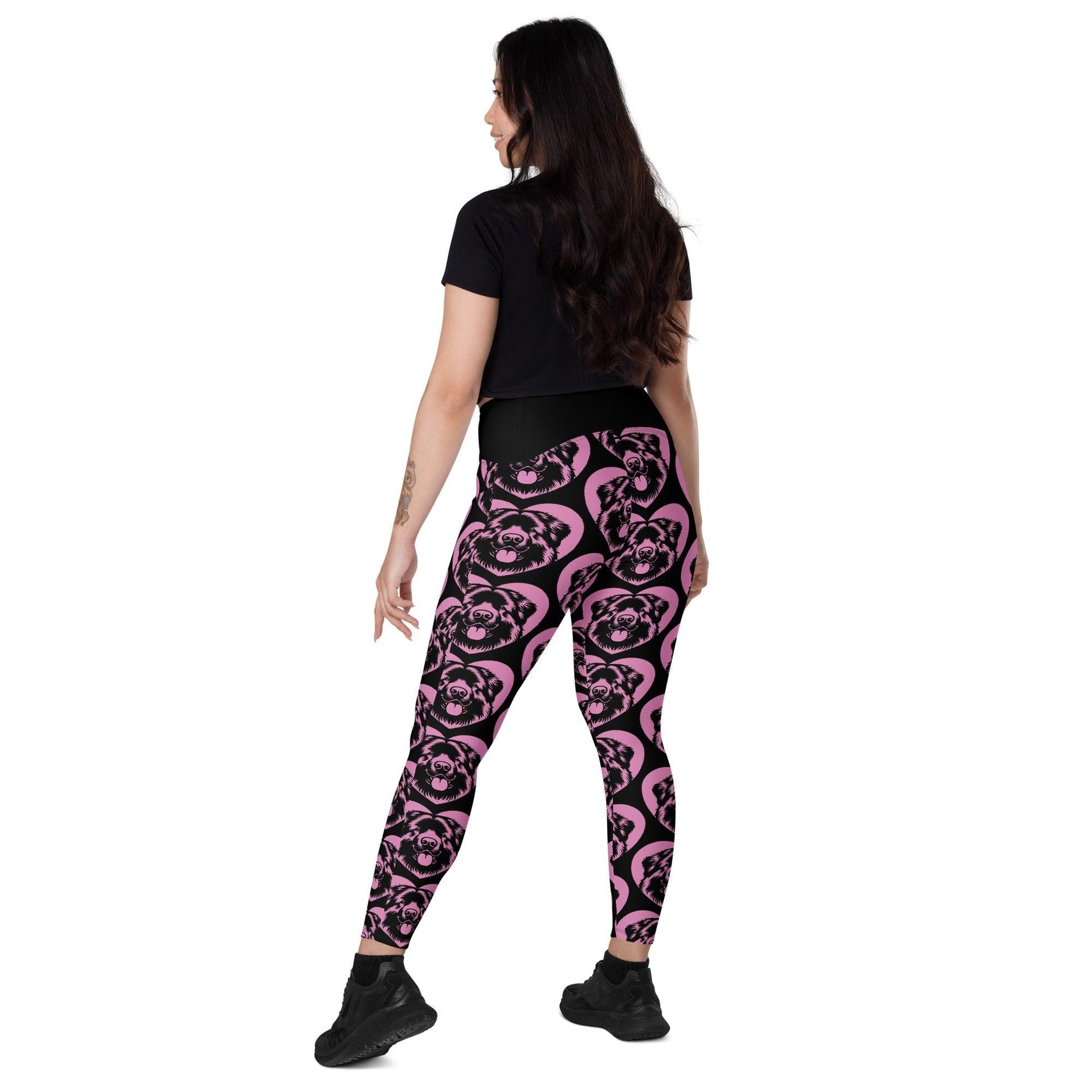 DOG BREED LEGGINGS with pockets - CAUCASIAN SHEPHERD DOG - HERTTAHOUND - pink