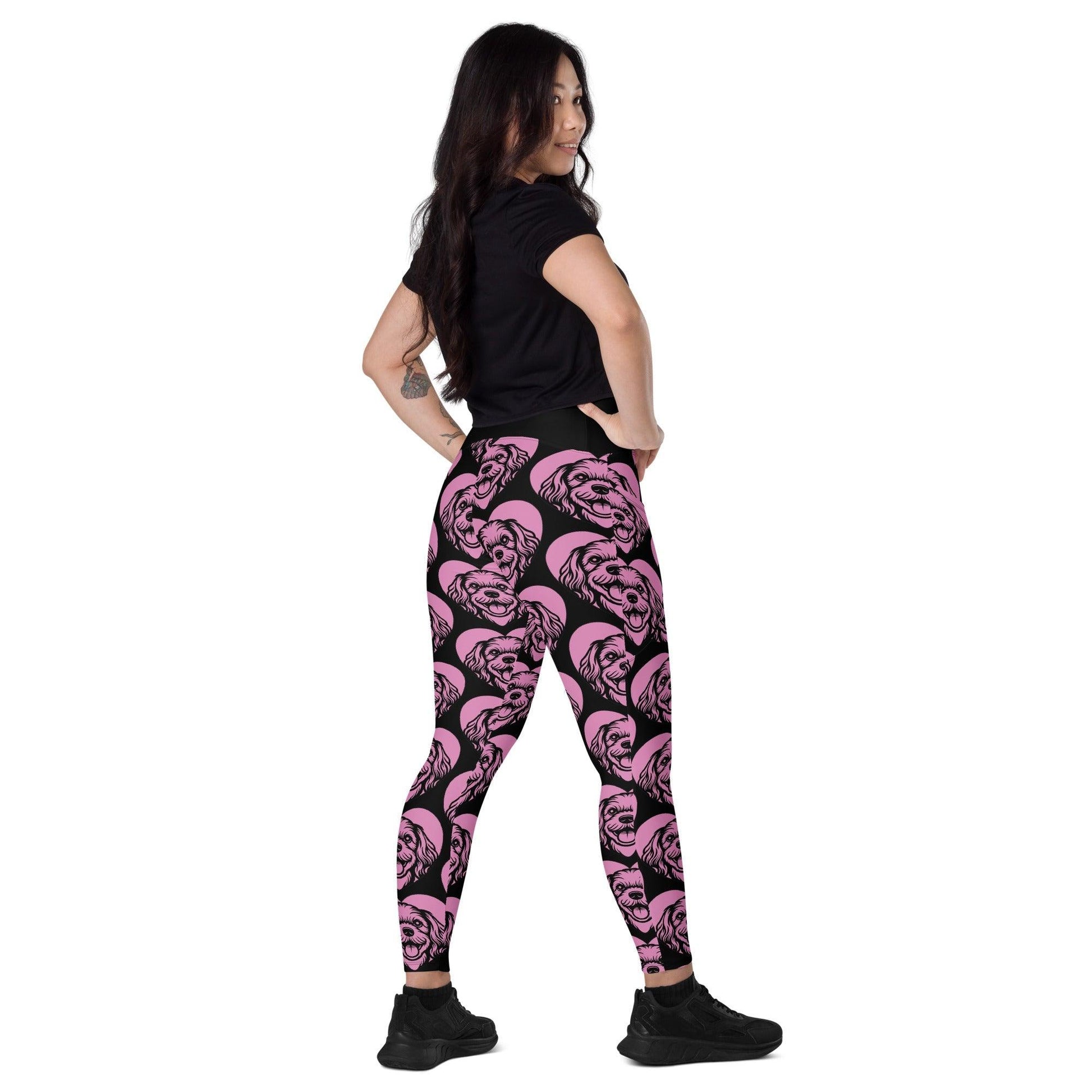 DOG BREED LEGGINGS with pockets - CAVAPOO - HERTTAHOUND - pink