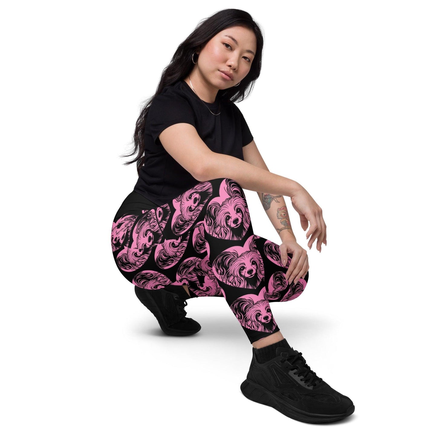 DOG BREED LEGGINGS with pockets - CHINESE CRESTED DOG 2 - HERTTAHOUND - pink