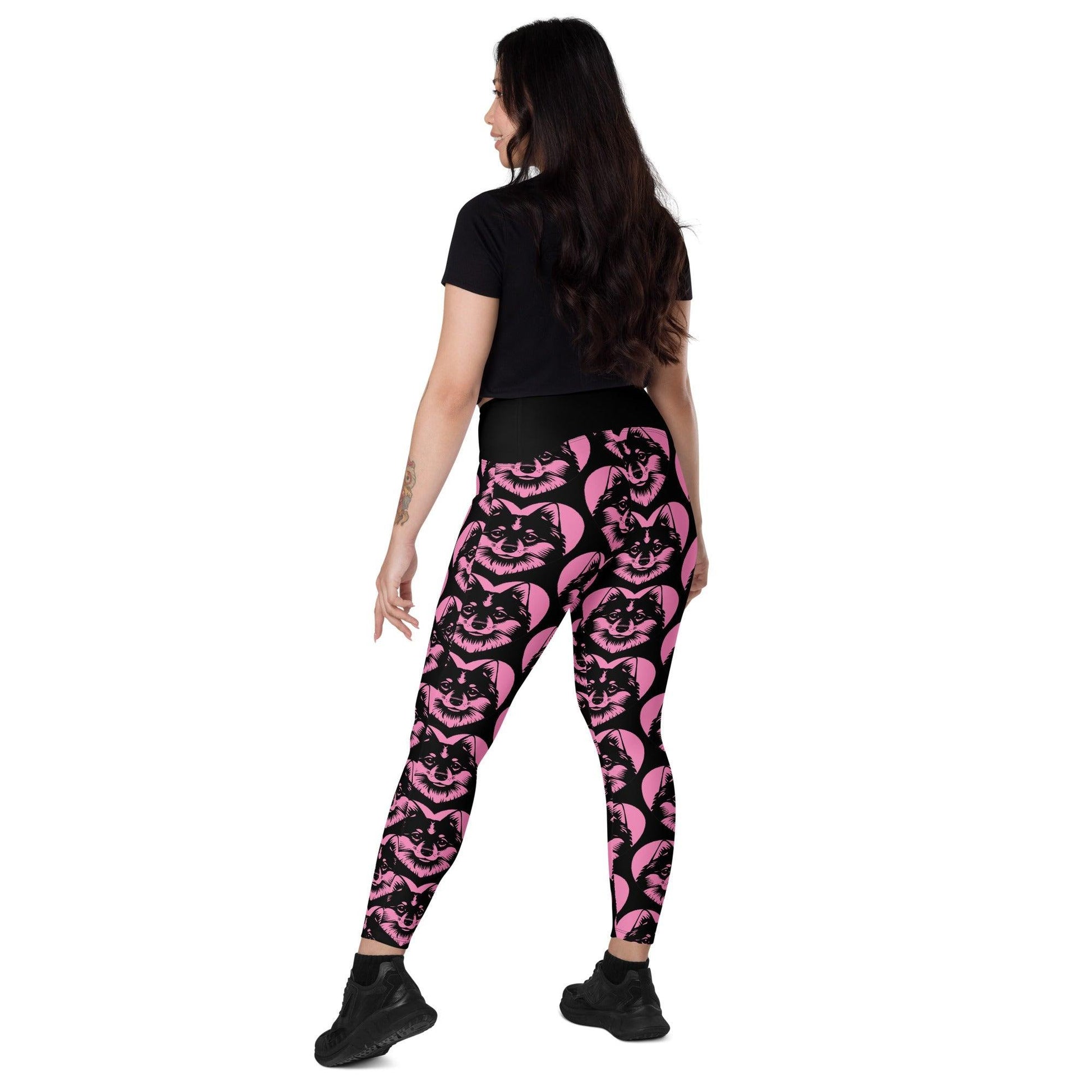 DOG BREED LEGGINGS with pockets - FINNISH SPITZ - HERTTAHOUND - pink | SHALMIAK