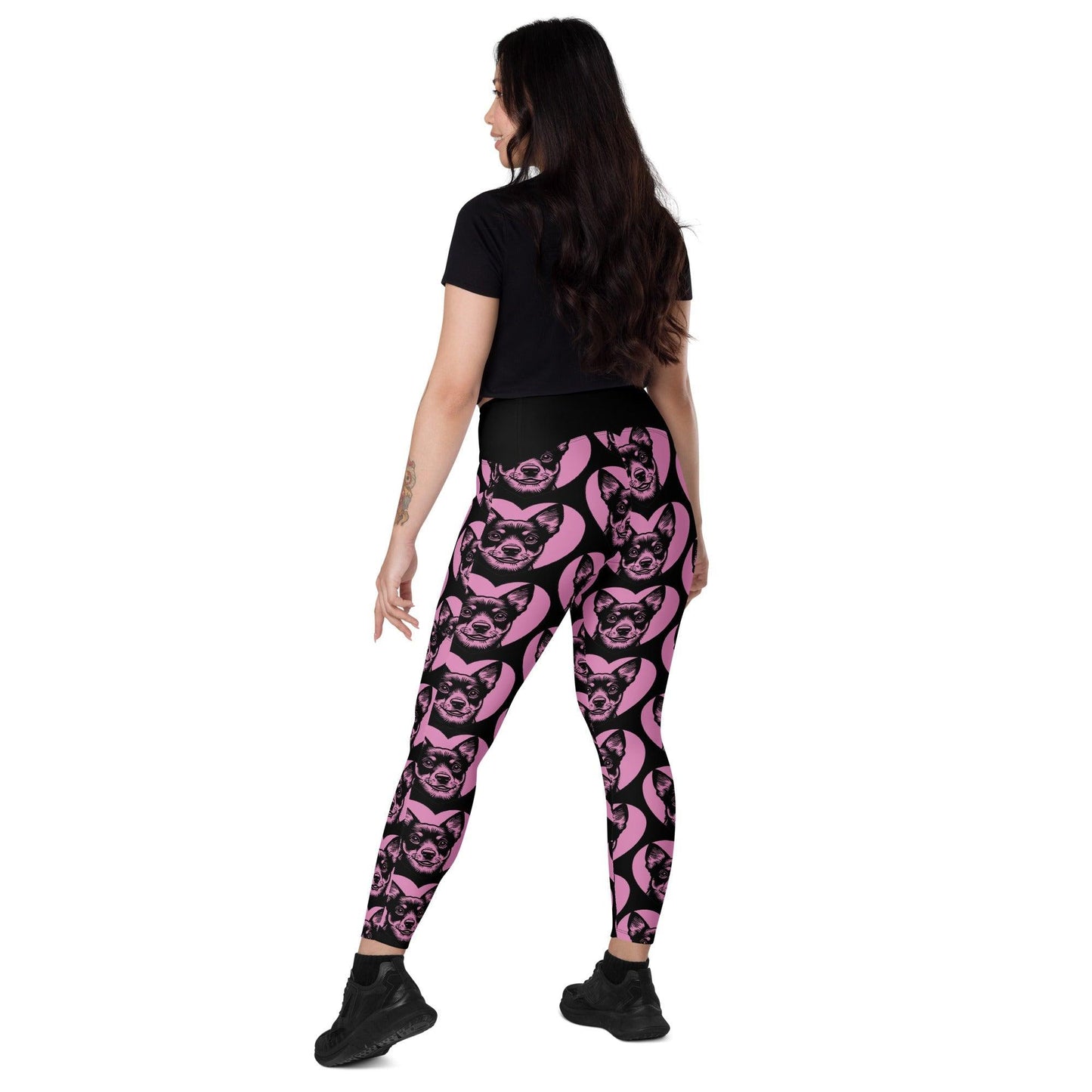 DOG BREED LEGGINGS with pockets - LANCASHIRE HEELER - HERTTAHOUND - pink