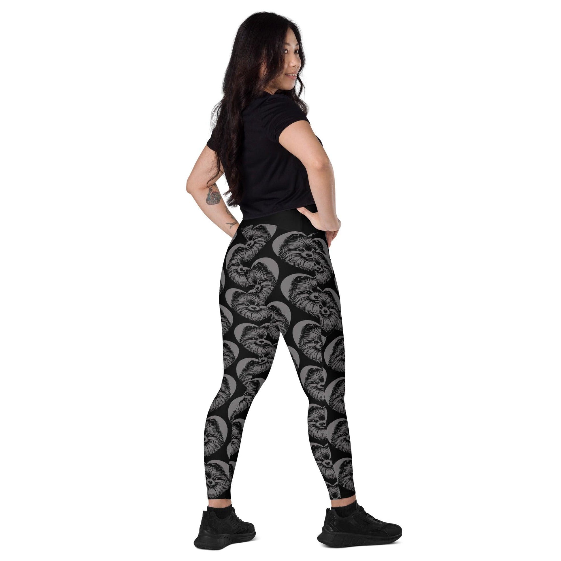 DOG BREED LEGGINGS with pockets - POMERANIAN 2 - HERTTAHOUND - grey | SHALMIAK