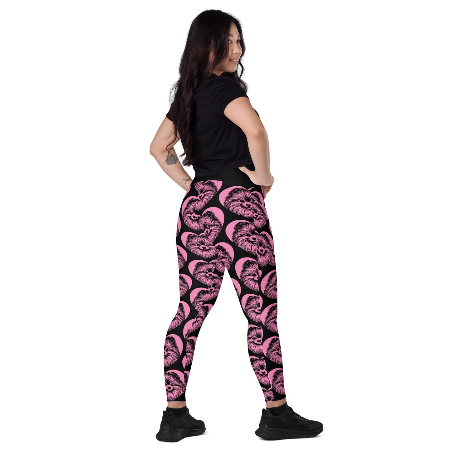 DOG BREED LEGGINGS with pockets - POMERANIAN 2 - HERTTAHOUND - pink | SHALMIAK