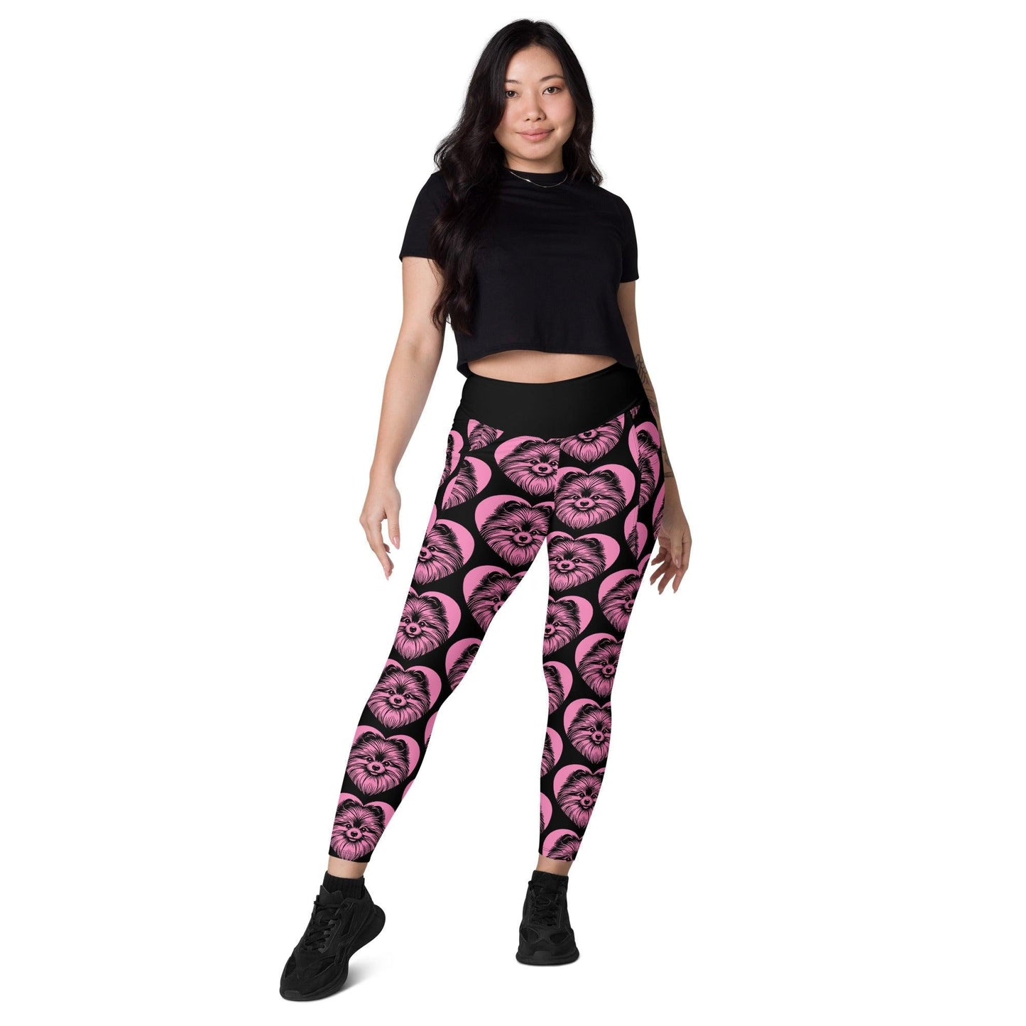 DOG BREED LEGGINGS with pockets - POMERANIAN 2 - HERTTAHOUND - pink | SHALMIAK