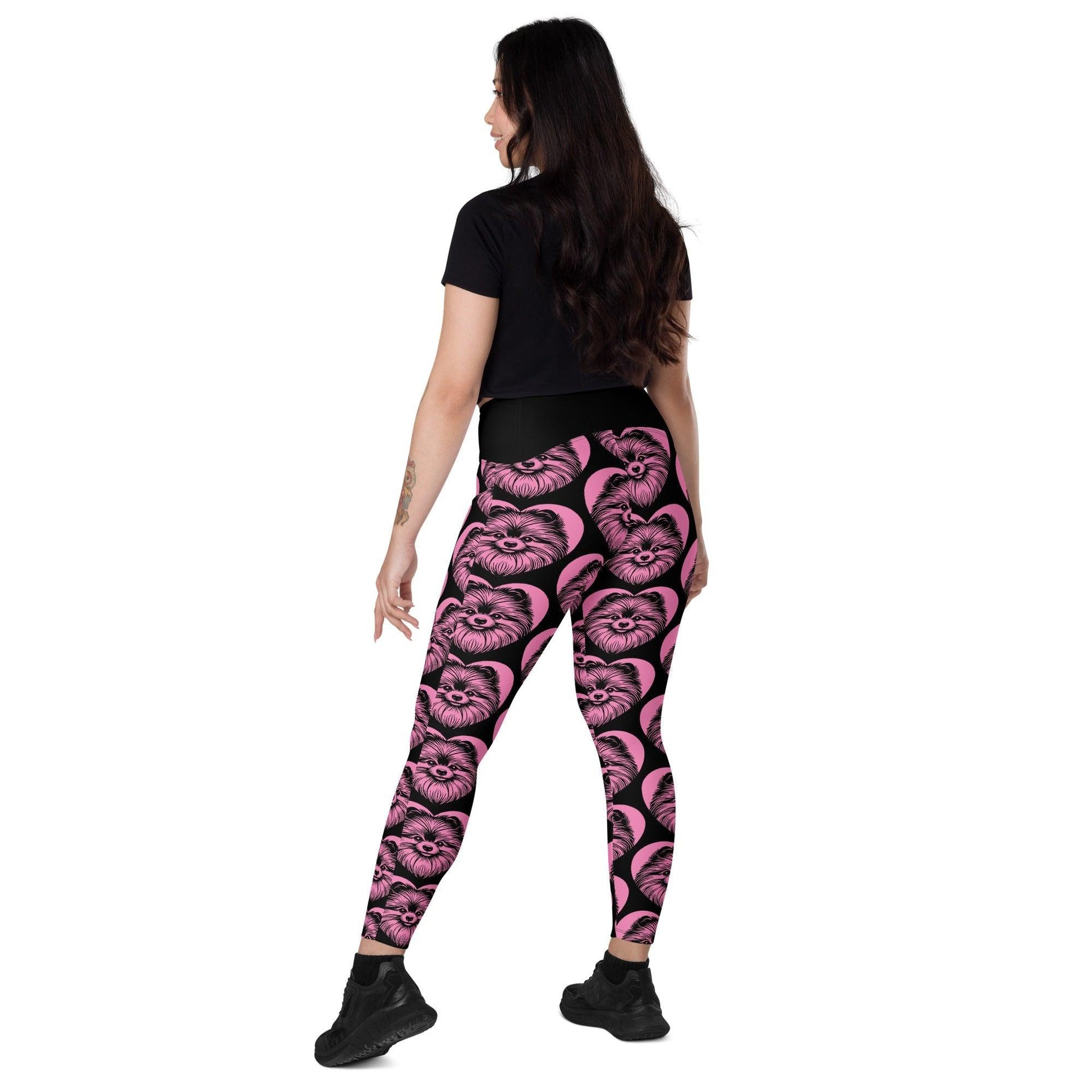 DOG BREED LEGGINGS with pockets - POMERANIAN 2 - HERTTAHOUND - pink | SHALMIAK