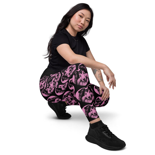 DOG BREED LEGGINGS with pockets - SHETLAND SHEEPDOG - HERTTAHOUND - pink | SHALMIAK