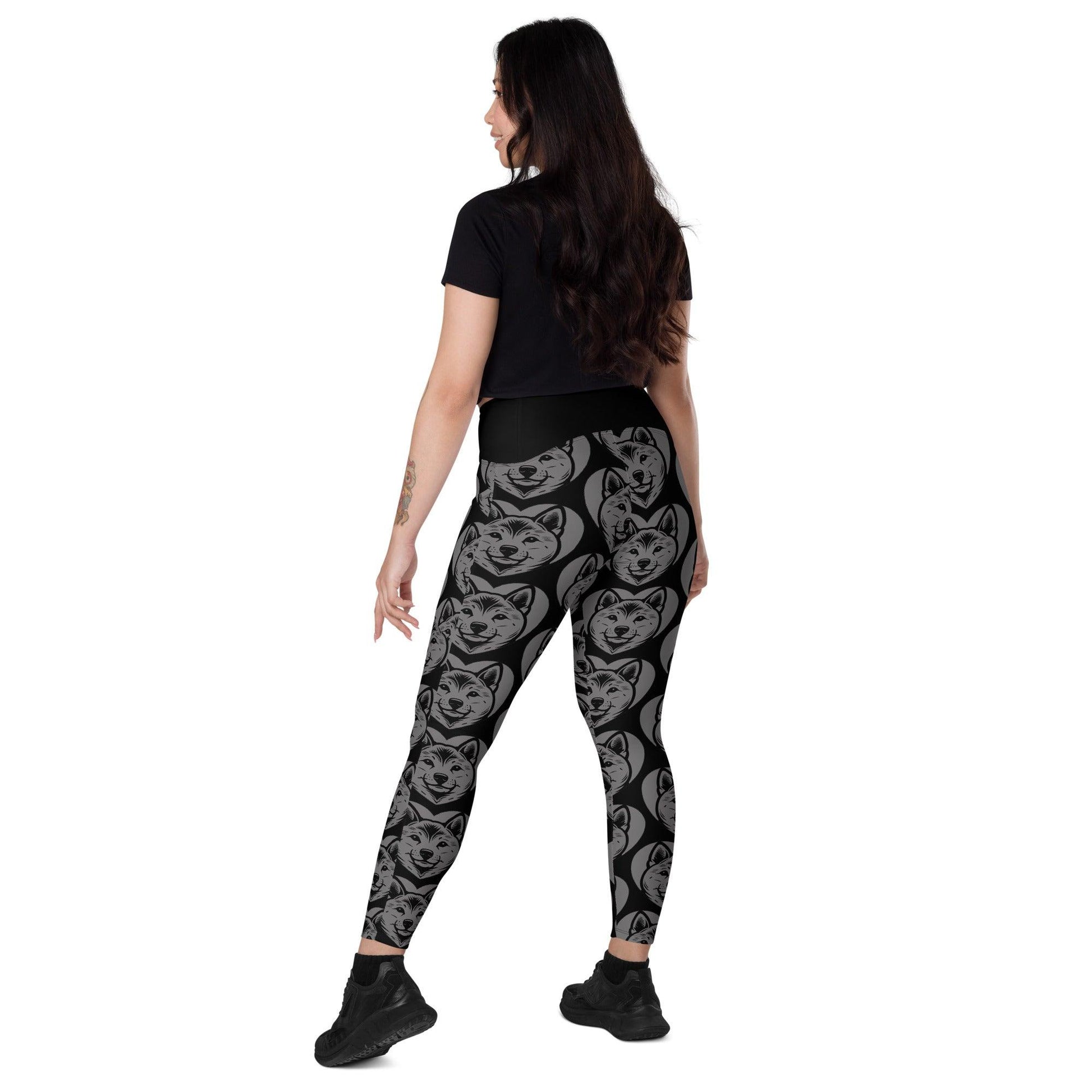 DOG BREED LEGGINGS with pockets - SHIBA INU - HERTTAHOUND - grey | SHALMIAK