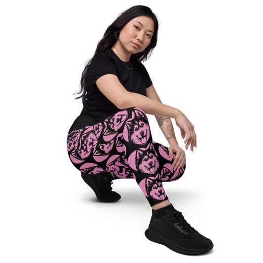 DOG BREED LEGGINGS with pockets - SIBERIAN HUSKY - HERTTAHOUND - pink | SHALMIAK
