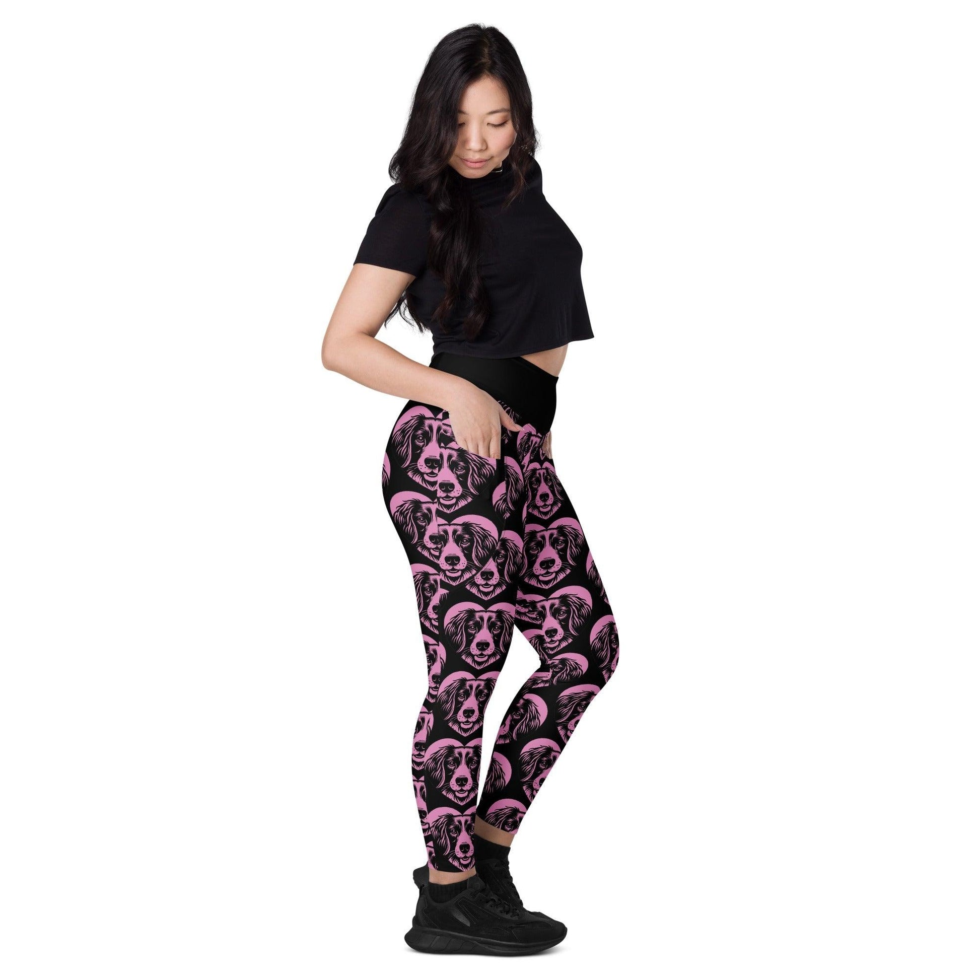 DOG BREED LEGGINGS with pockets - SMALL MÜNSTERLÄNDER - HERTTAHOUND - pink | SHALMIAK