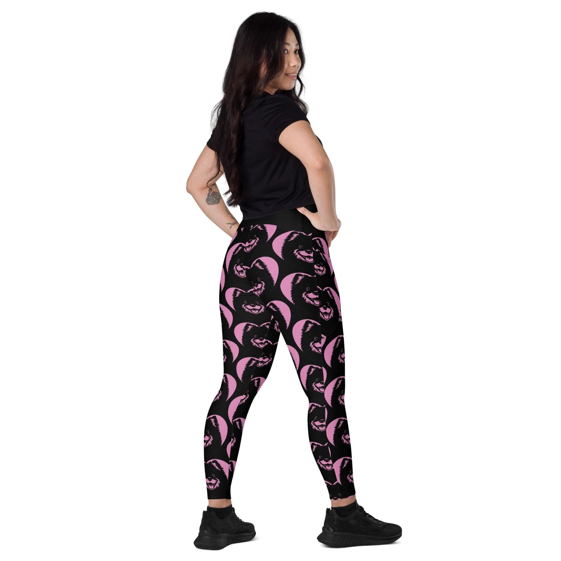 DOG BREED LEGGINGS with pockets - SWEDISH LAPPHUND - HERTTAHOUND - pink | SHALMIAK