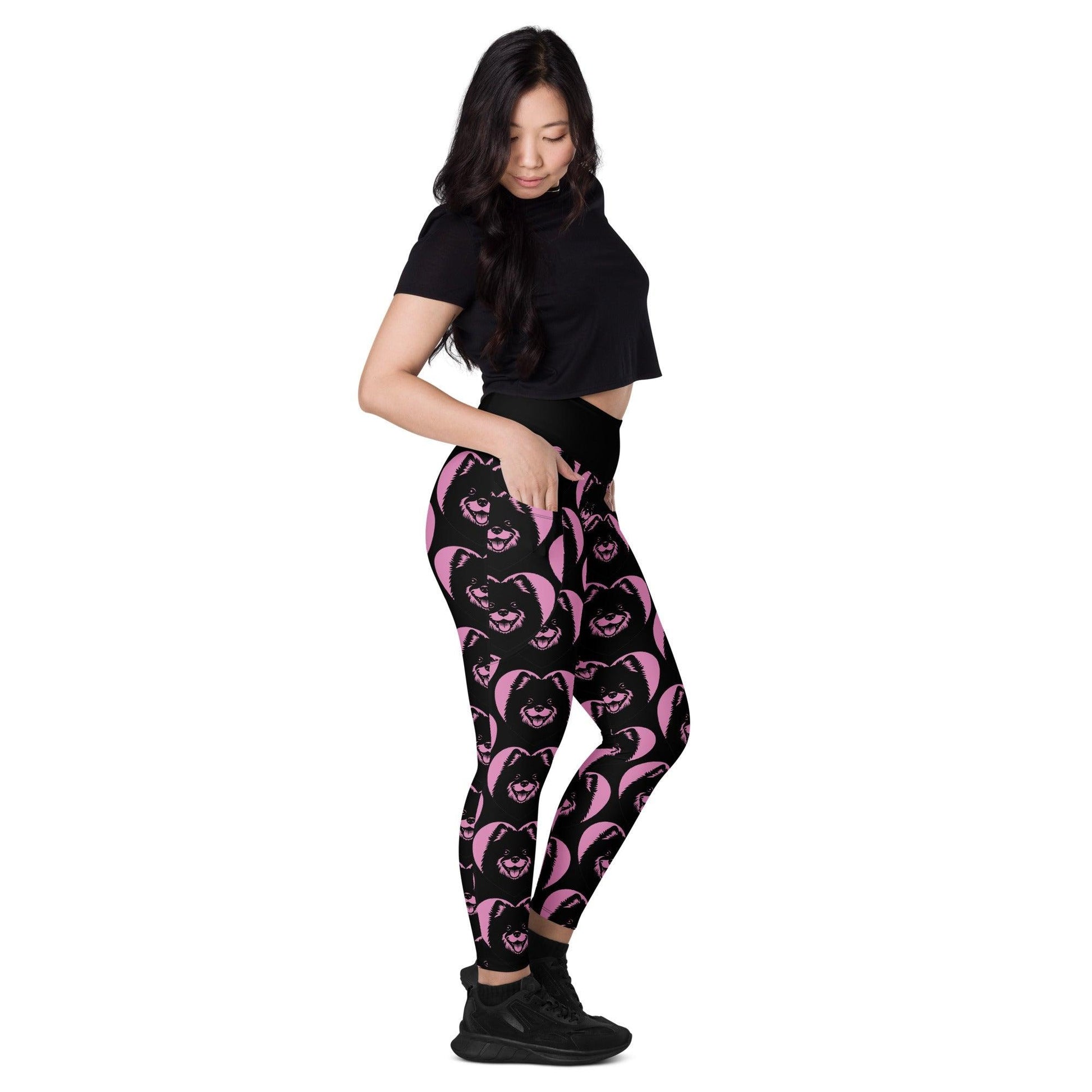 DOG BREED LEGGINGS with pockets - SWEDISH LAPPHUND - HERTTAHOUND - pink | SHALMIAK