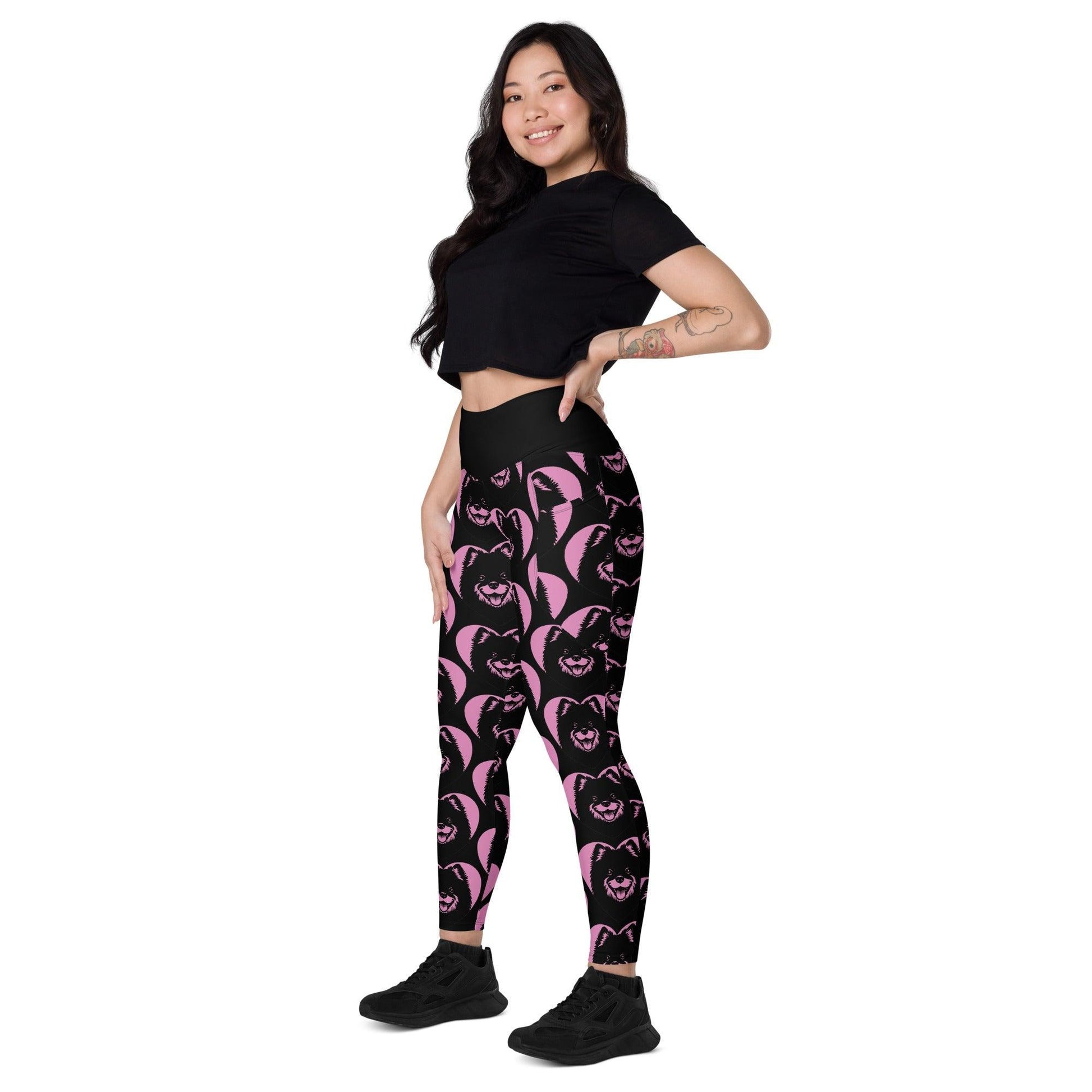DOG BREED LEGGINGS with pockets - SWEDISH LAPPHUND - HERTTAHOUND - pink | SHALMIAK