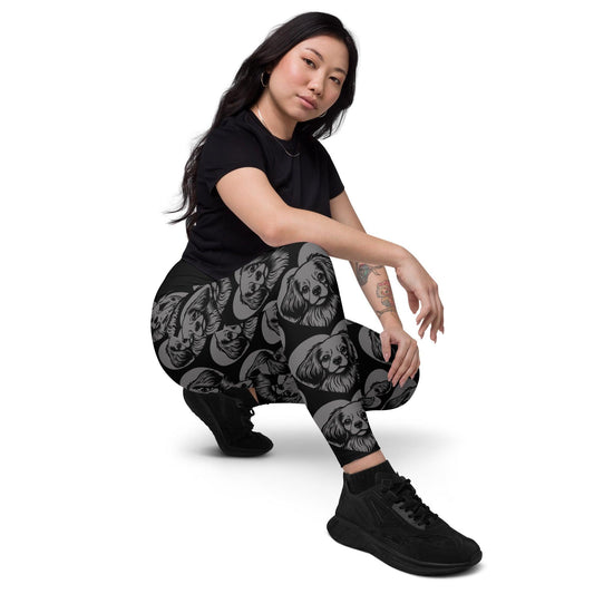 DOG BREED LEGGINGS with pockets - TIBETAN SPANIEL - HERTTAHOUND - grey | SHALMIAK
