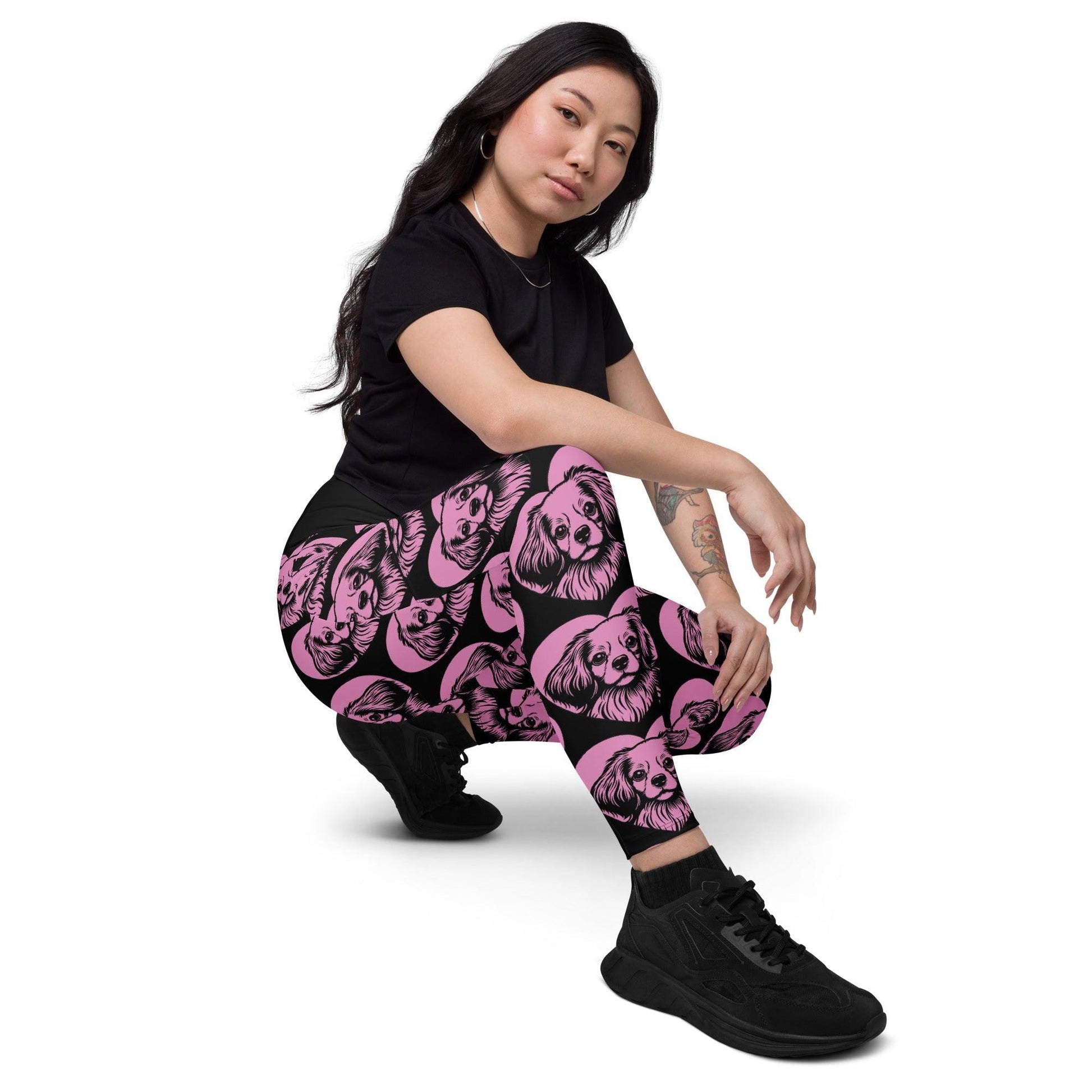 DOG BREED LEGGINGS with pockets - TIBETAN SPANIEL - HERTTAHOUND - pink | SHALMIAK