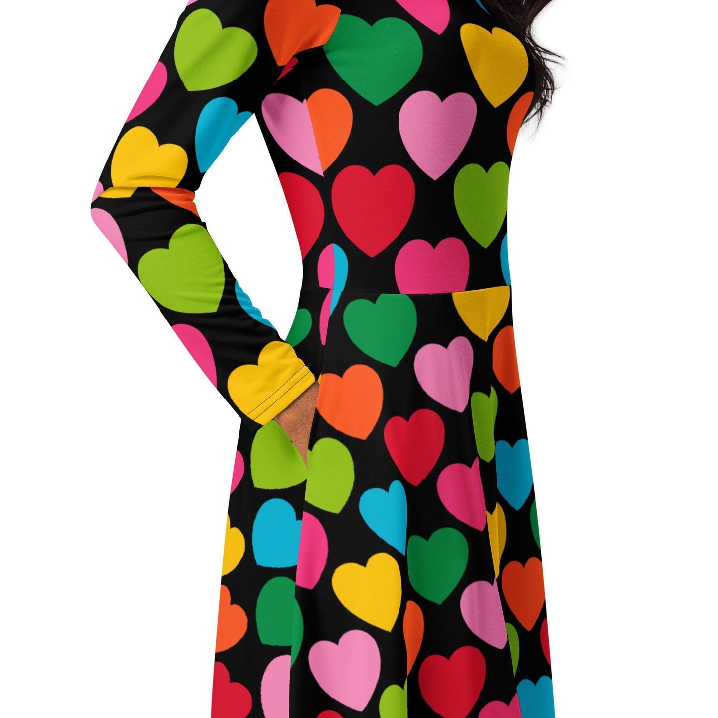 ELLIE LOVE mix black - Midi Dress With Pockets | SHALMIAK