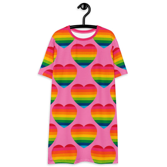 ELLIE LOVE rainbow pink - T-Shirt Dress | SHALMIAK