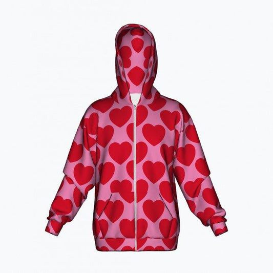 ELLIE LOVE red - Cotton Zipper Hoodie | SHALMIAK