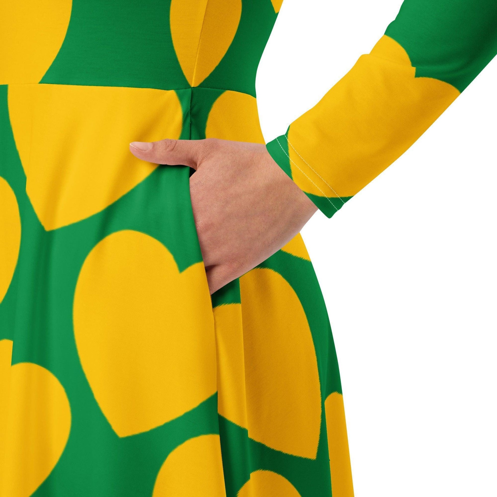 ELLIE LOVE yellow green - Midi Dress With Pockets | SHALMIAK