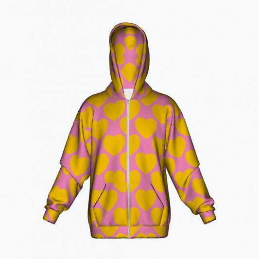 ELLIE LOVE yellow pink - Cotton Zipper Hoodie | SHALMIAK