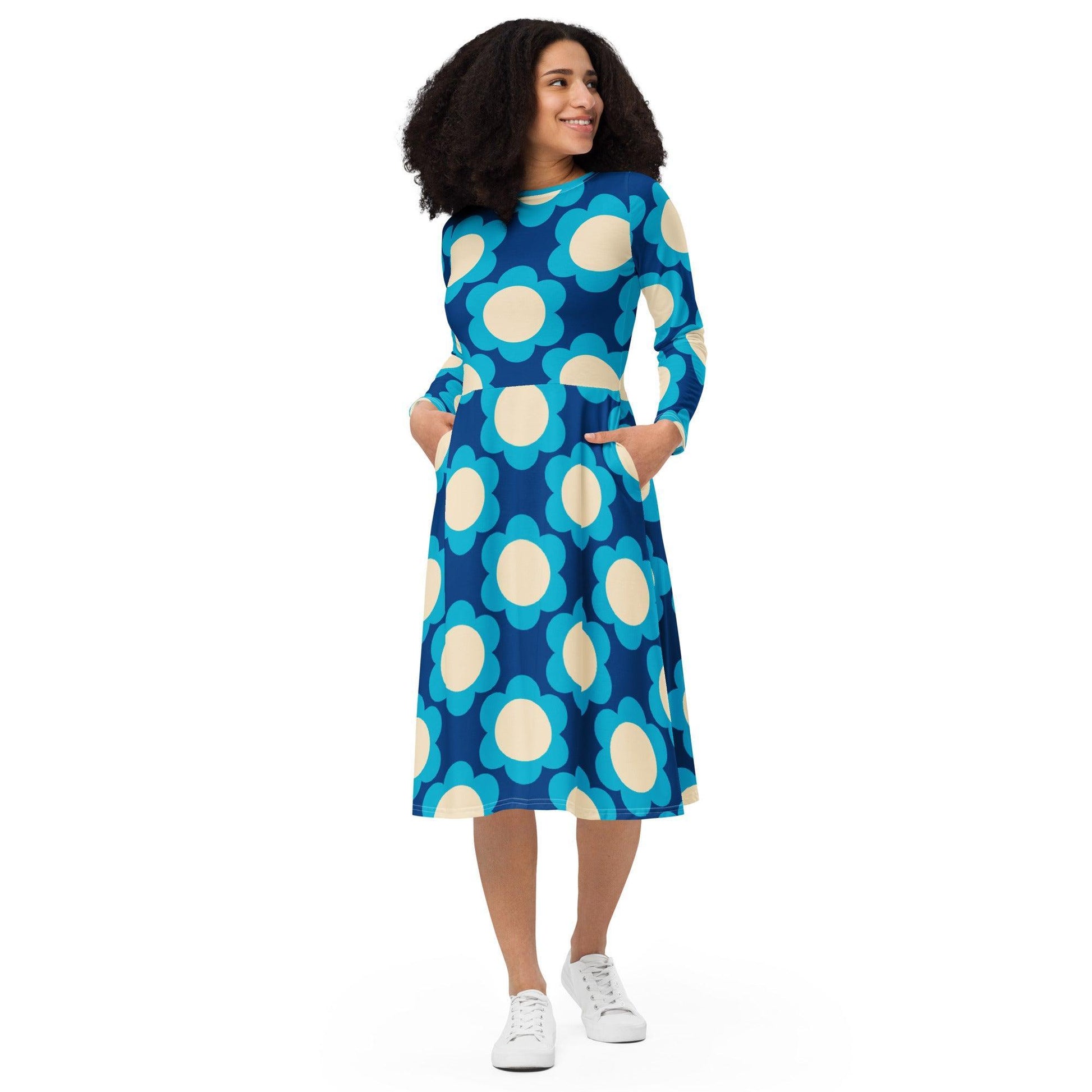 ELLIE blue - Midi Dress With Pockets | SHALMIAK