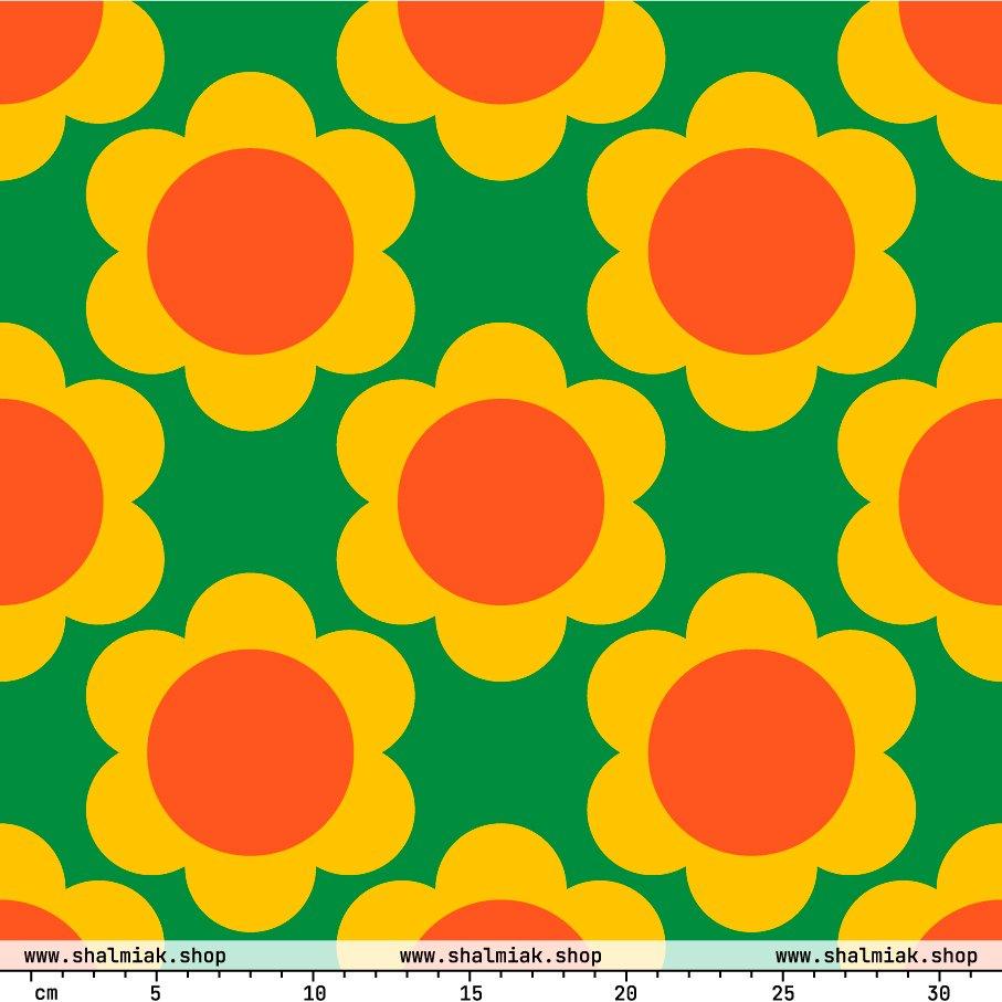 Fabric - ELLIE green - Classic floral print