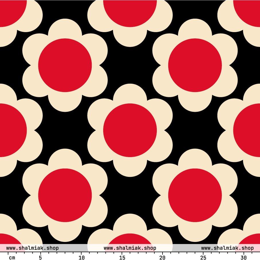 Fabric - ELLIE red black - Classic floral print
