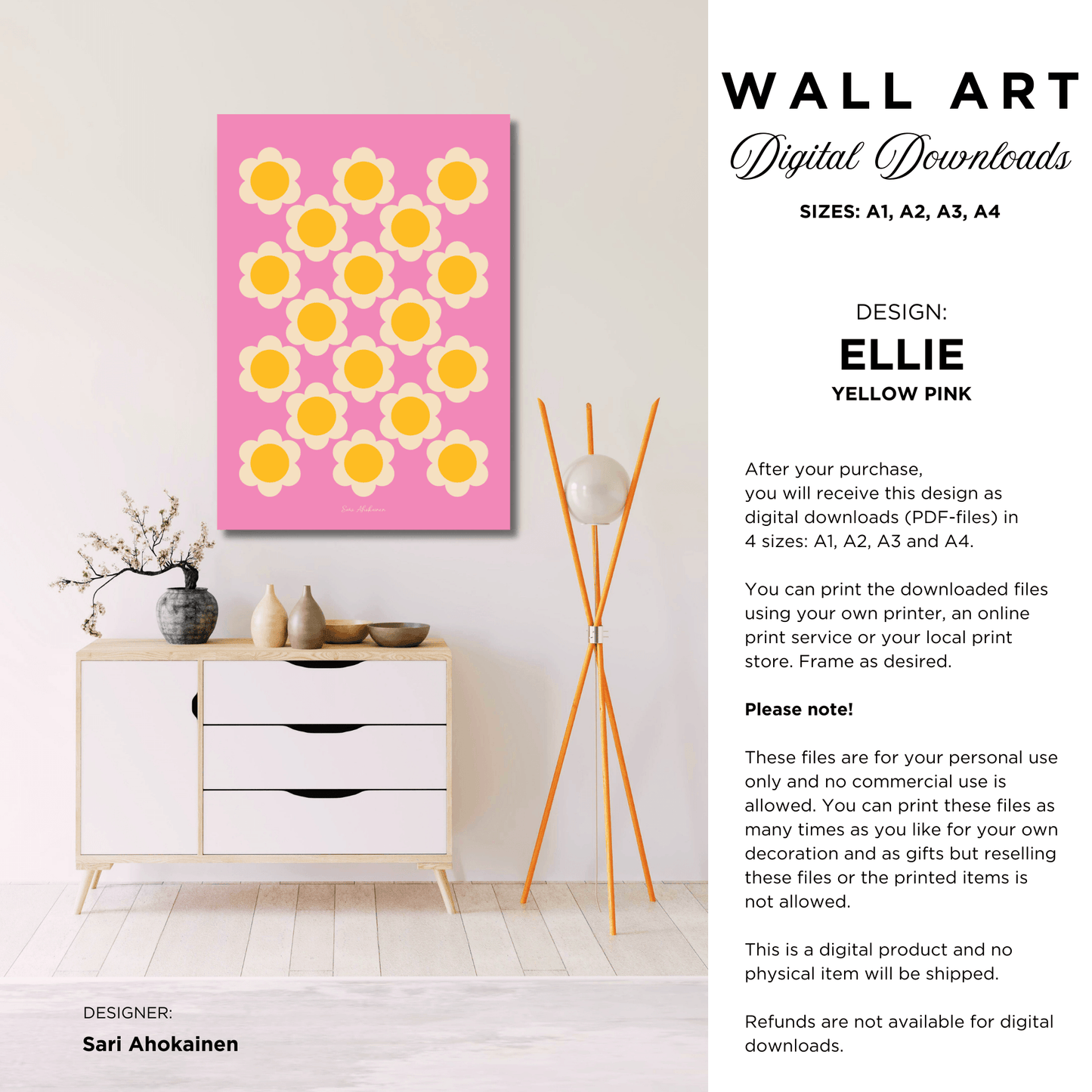 DIGITAL WALL ART - ELLIE yellow pink | SHALMIAK