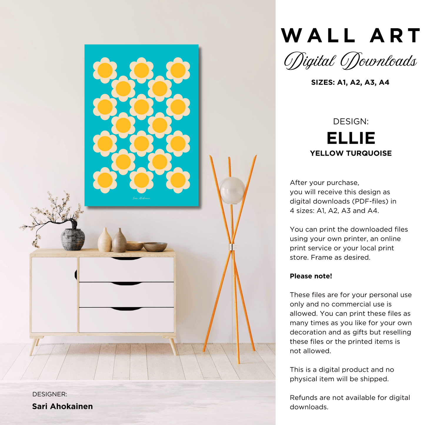 DIGITAL WALL ART - ELLIE yellow turquoise | SHALMIAK