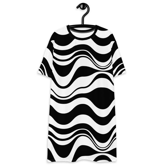 ENERGY WAVES black - T-Shirt Dress | SHALMIAK