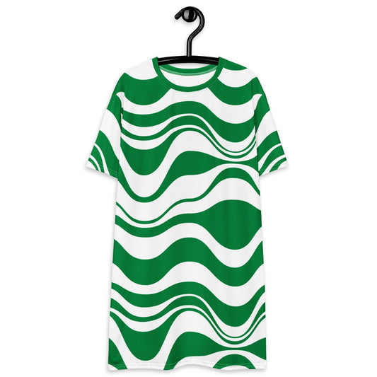 ENERGY WAVES green - T-Shirt Dress | SHALMIAK